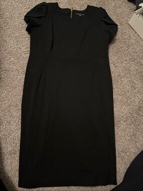 Andrew Mark Black Sheath Dress with Puff Sleeves